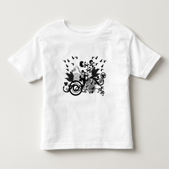 Black Irish Swirls and Leprechauns Toddler T-Shirt (Front)
