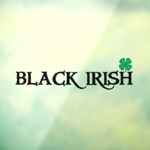 Black Irish w clover window cling back stick