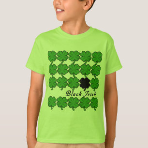 Black Irish With Lots of Shamrocks T-Shirt
