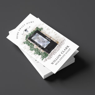 Black Iron Watercolor Front Door Photo & Services Business Card