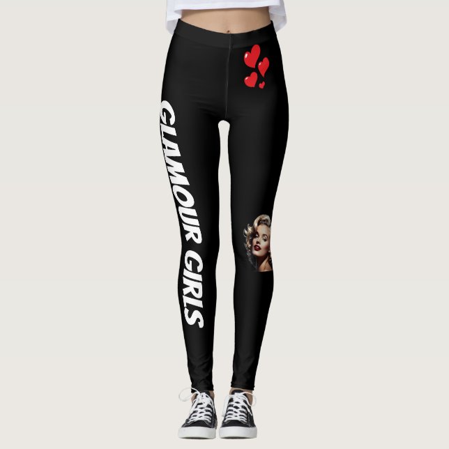 Black is Back Forever Hearts  Leggings (Front)