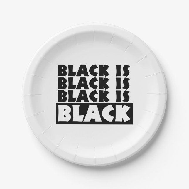Black Is Black Paper Plate (Front)