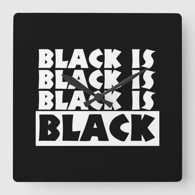 Black Is Black Square Wall Clock (Front)