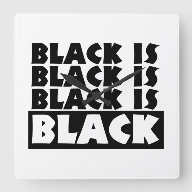 Black Is Black Square Wall Clock (Front)