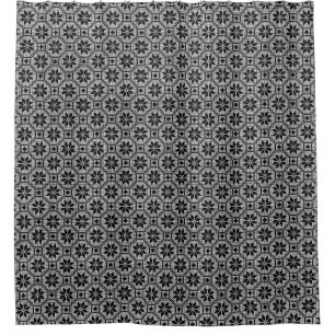 Black Isolated lace cross-stitch fabric texture Shower Curtain