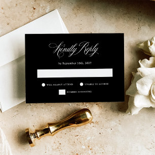 Black   Italian Elegance Wedding RSVP Card