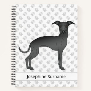 Black Italian Greyhound Cute Dog With Custom Text Notebook