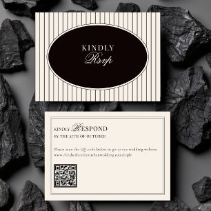 Black Ivory Classic Old Money QR Code Wedding RSVP Card