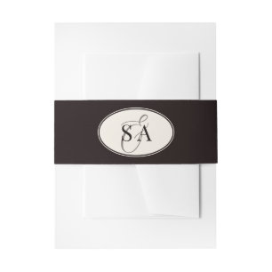 Black Ivory Classic Oval Old Money Wedding  Invitation Belly Band