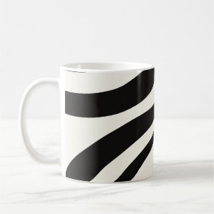Black Ivory Curved Stripe Abstract Coffee Mug