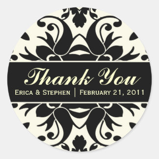 Black & Ivory Damask Inspired Customisable Sticker