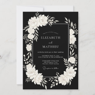 Black Ivory Foliage Eucalyptus Wedding Invitation
