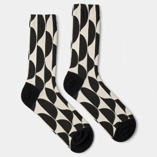 Black & Ivory Geometric Waves Socks