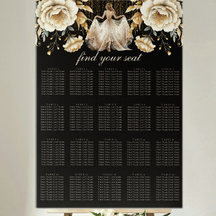 Black Ivory & Gold Quinceañera Seating Chart