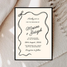 Black & Ivory Hand Drawn Bow Ribbon Sketch Wedding