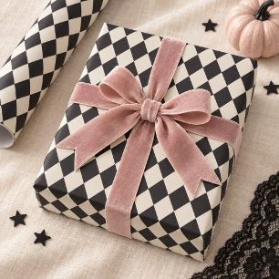Black Ivory Harlequin Halloween Wrapping Paper