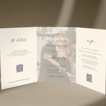 Black ivory photo wedding RSVP details QR code