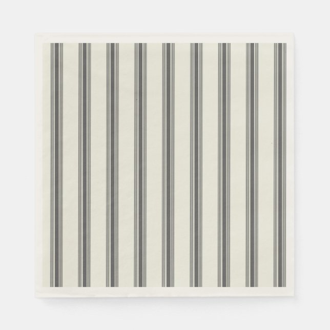 Black Ivory Vertical Stripe Pattern Napkin (Front)