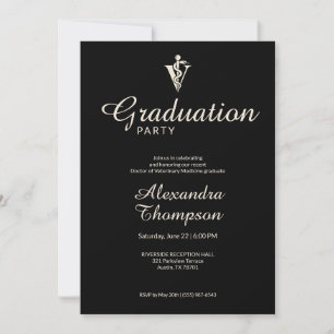 Black Ivory Veterinary Medicine Graduation Party Invitation