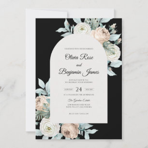 Black Ivory Watercolor Wedding Invitation