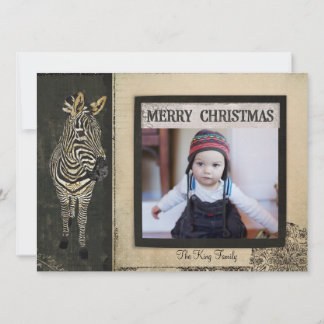 Black & Ivory Zebra Christmas Photo Card