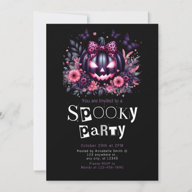 Black Jack-O' Lantern Modern Minimalist Halloween Invitation (Front)