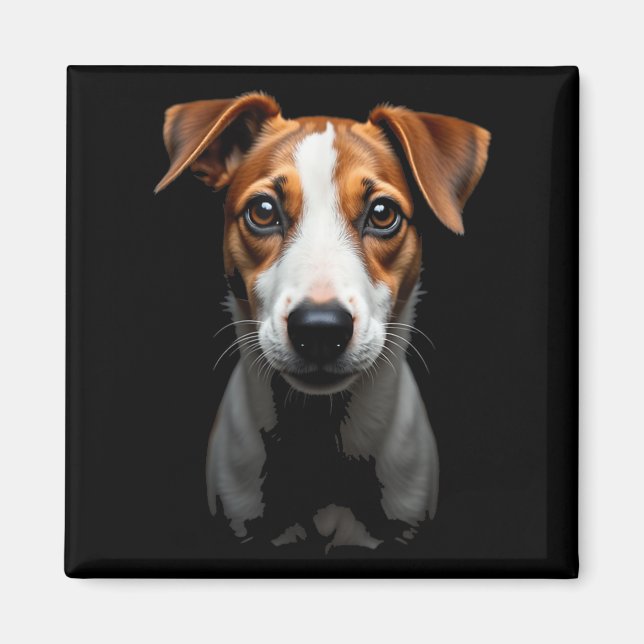 Black Jack Russell Terrier Dog Jack Russell Face  Magnet (Front)