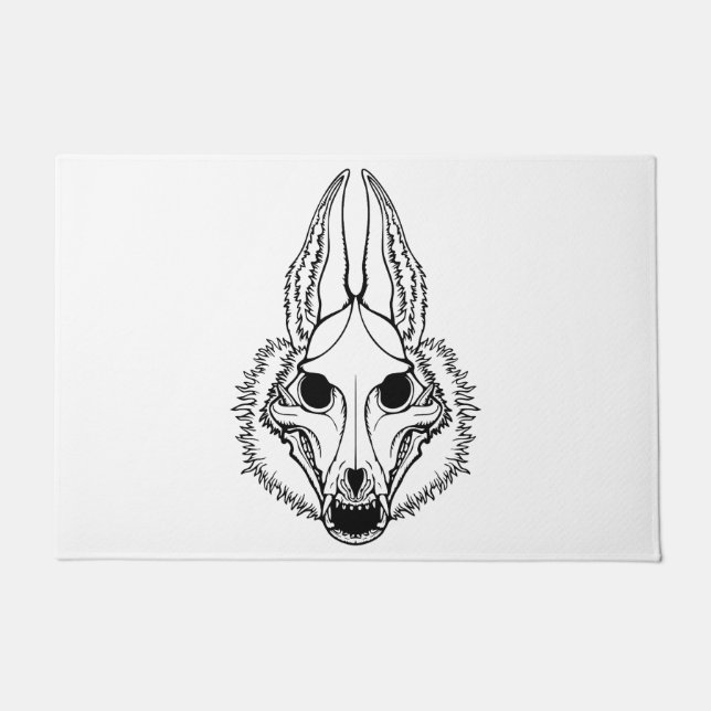 Black Jackal Single skull Doormat (Front)