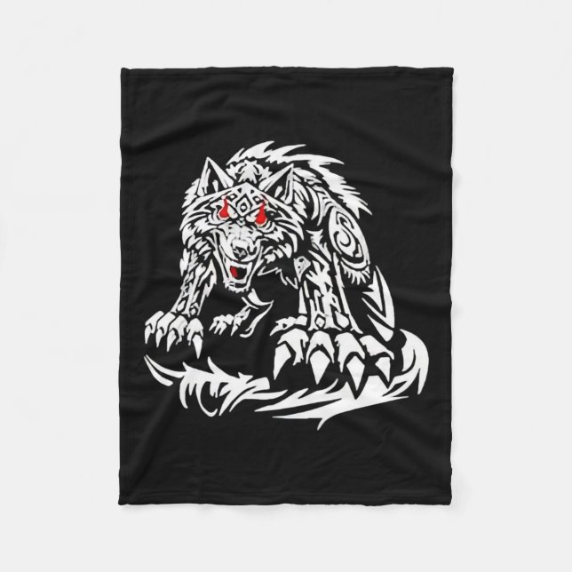 Black Jacob Fatu Wolf  Fleece Blanket (Front)