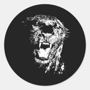 Black Jaguar Classic Round Sticker