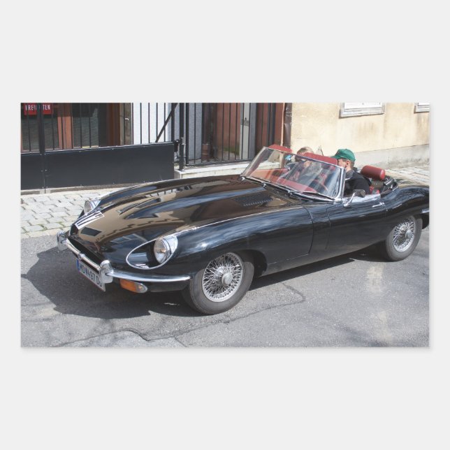 Black Jaguar E Type Rectangular Sticker (Front)