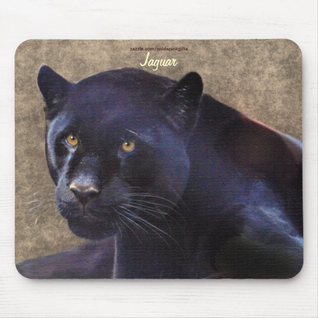 Black Jaguar Panther Big Cat Wildlife Mousepad (Front)