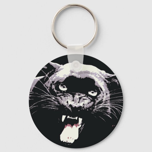 Black Jaguar Panther Key Ring (Front)