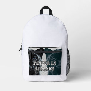 Black Jaguar Power in Silence Printed Backpack