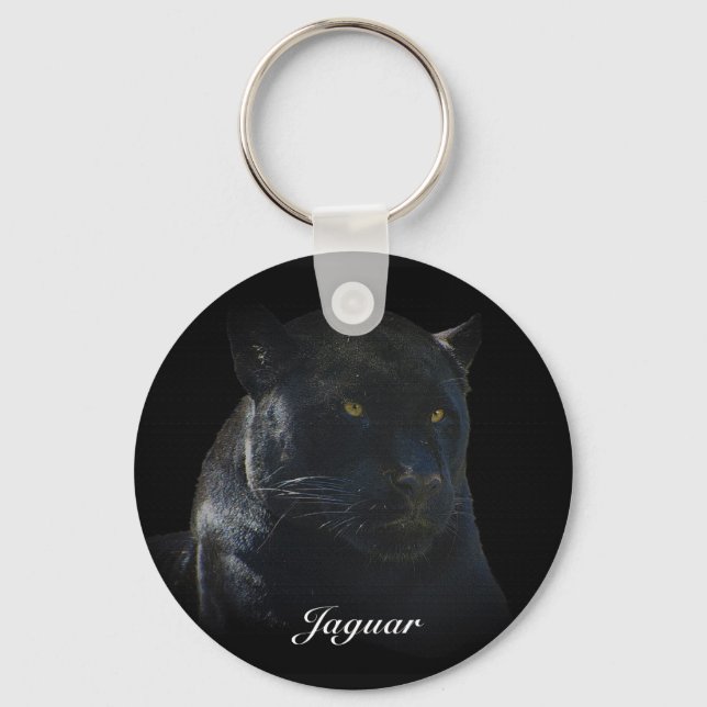 Black Jaguar Wild Cat Animal-Lover Keychain (Front)