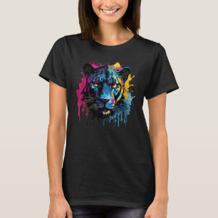 Black Jaguar Wildlife Big Cat Lover Colourful Spla T-Shirt
