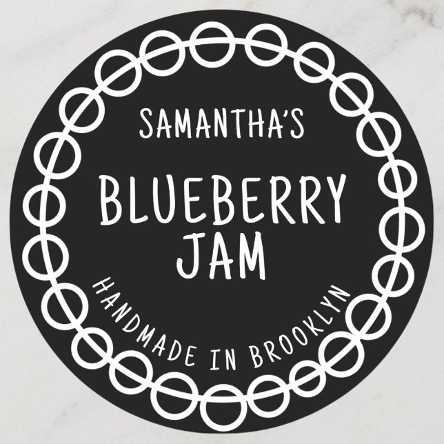 Black Jam Label Sticker (custom jam flavor business label sticker)
