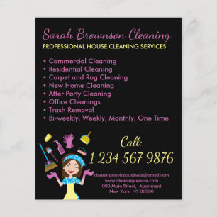 Black Janitorial Maid House Cleaning Flyer