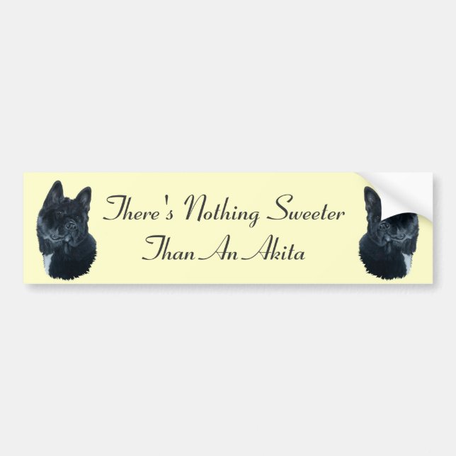 black Japanese akita realist dog portrait slogan Bumper Sticker (Front)