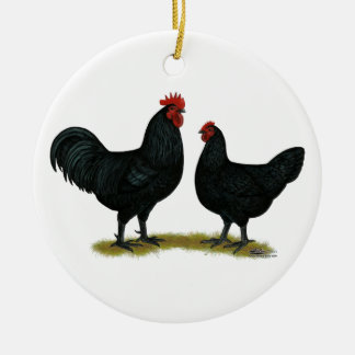Black Java Chickens Ceramic Tree Decoration