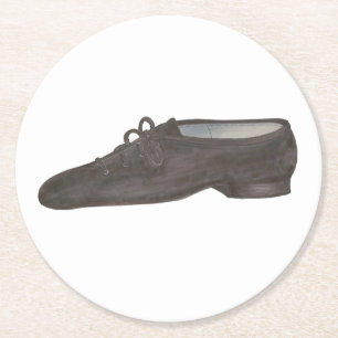Black Jazz Dance Shoe Dancer Birthday Party Round Paper Coaster