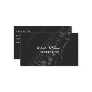 Black jazz music saxophone recital business card