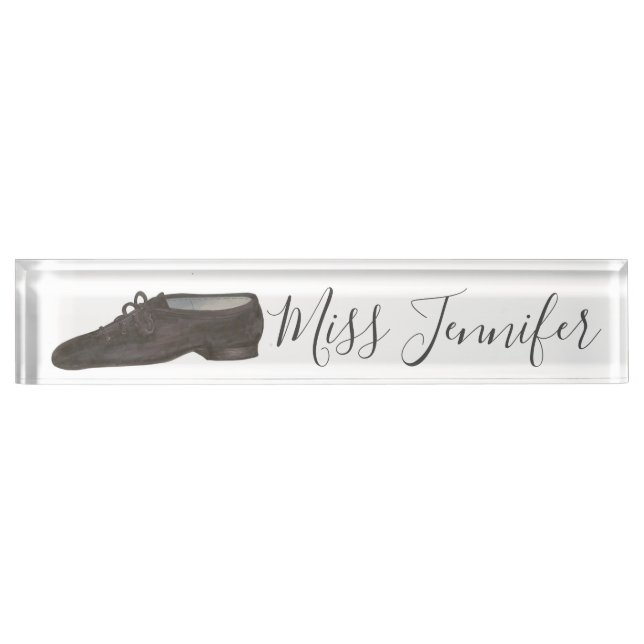 Black Jazz Shoe Dance Teacher Instructor Nameplate (Front)