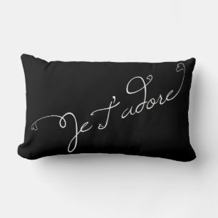 black Je T Adore French Phrase I Adore Lumbar Cushion