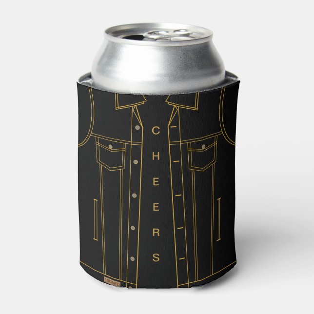 Black Jeans Jacket Funny Can Cooler with Text (Can Front)