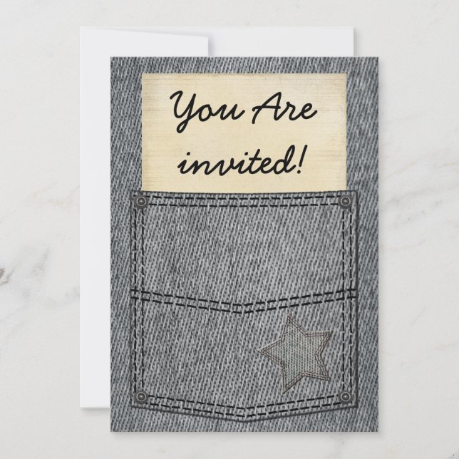 Black Jeans Pocket Party Invitations (Front)