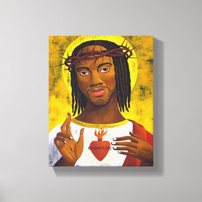 Black Jesus Portrait Canvas Print (Front)
