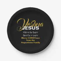 Black JESUS REASON SEASON Christmas Paper Plate