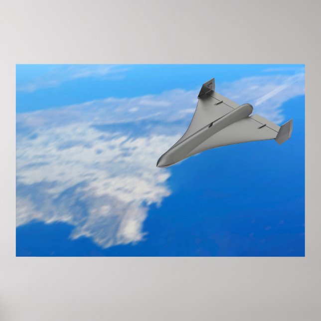 Black jet powered military drone poster (Front)