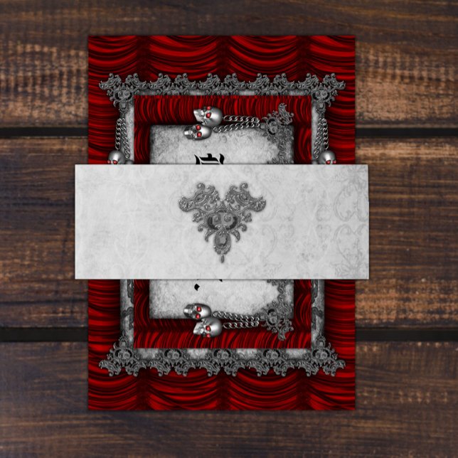 Black Jewel Gothic Wedding Invitation Belly Band (Creator Uploaded)